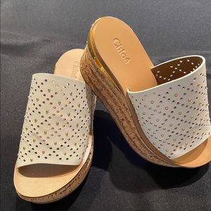 Chloe Camille Off White Wedge with Studs sz 37.5 NWOT